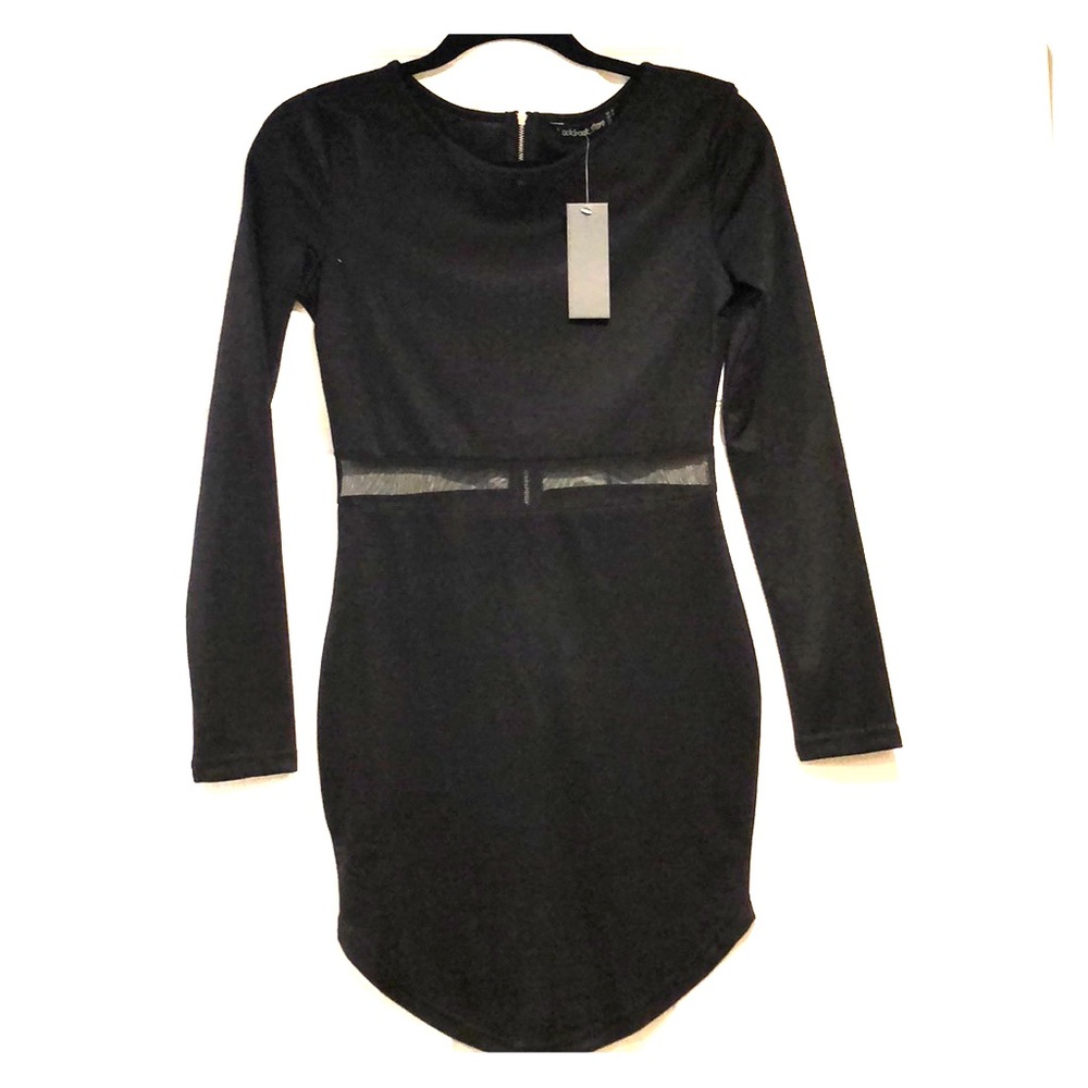 Mini dress with mesh at waist
